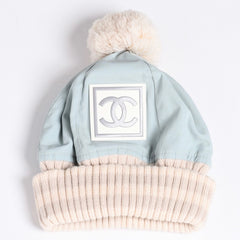 CHANEL CHANEL Sports Line Coco Mark Knit Hat Jenny's Favorite Light Blue Size M Good Condition Used 4a001350