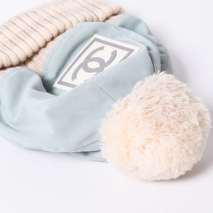CHANEL CHANEL Sports Line Coco Mark Knit Hat Jenny's Favorite Light Blue Size M Good Condition Used 4a001350