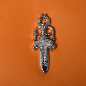 新品未使用 CHROME HEARTS クロムハーツ レザー チキンナゲット ワンショルダーバッグ オレンジ シルバー金具 中古 4a001409