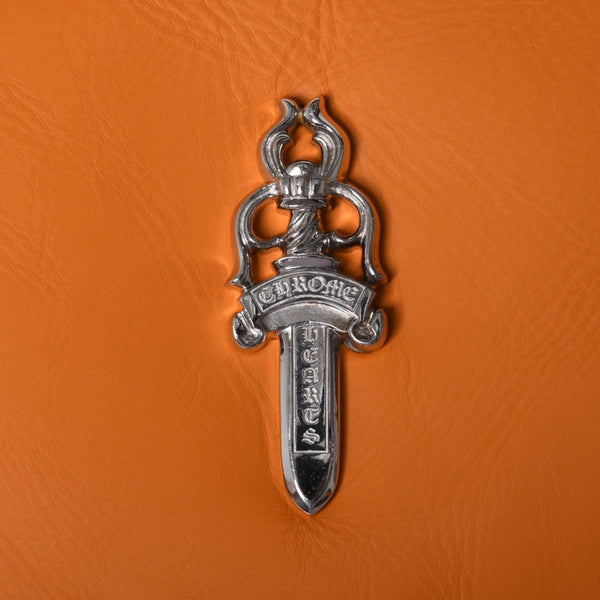 新品未使用 CHROME HEARTS クロムハーツ レザー チキンナゲット ワンショルダーバッグ オレンジ シルバー金具 中古 4a001409