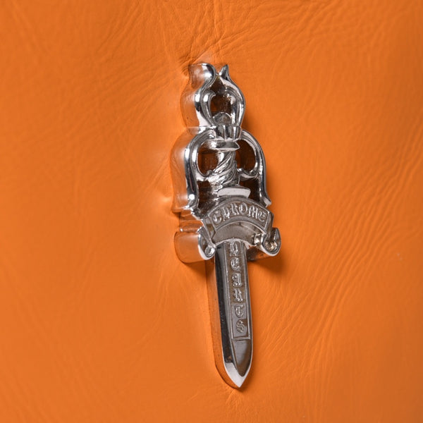 新品未使用 CHROME HEARTS クロムハーツ レザー チキンナゲット ワンショルダーバッグ オレンジ シルバー金具 中古 4a001409