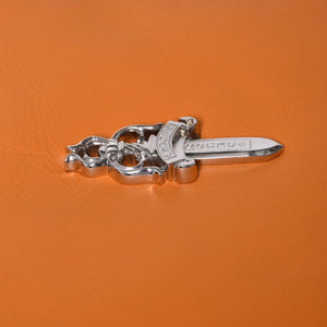 新品未使用 CHROME HEARTS クロムハーツ レザー チキンナゲット ワンショルダーバッグ オレンジ シルバー金具 中古 4a001409