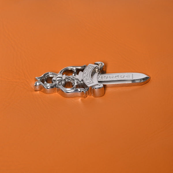 新品未使用 CHROME HEARTS クロムハーツ レザー チキンナゲット ワンショルダーバッグ オレンジ シルバー金具 中古 4a001409
