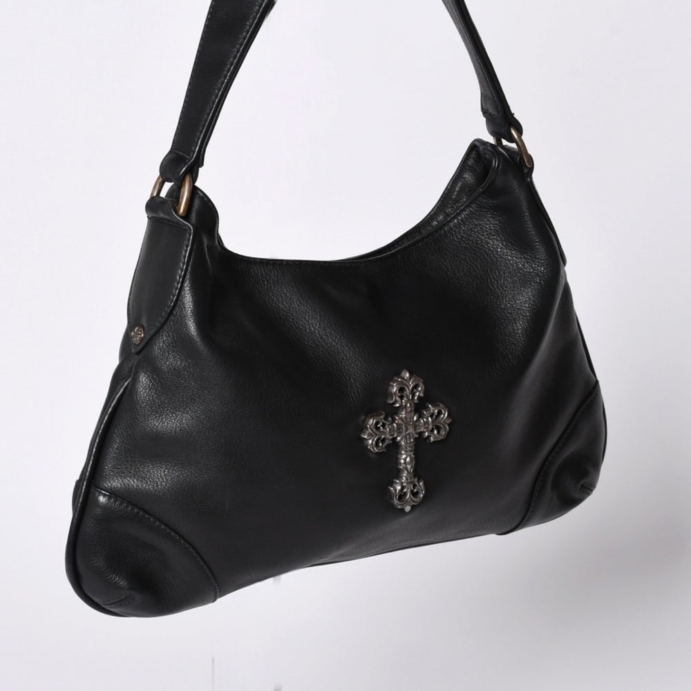 CHROME HEARTS クロムハーツ グーチバッグ フィリグリークロス スモール ワンショルダーバッグ シルバー 925 レザー 美品 中古 4a001373