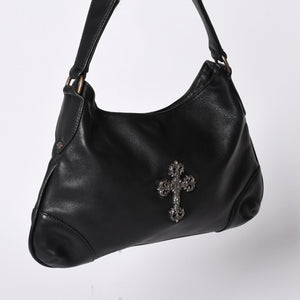 CHROME HEARTS クロムハーツ グーチバッグ フィリグリークロス スモール ワンショルダーバッグ シルバー 925 レザー 美品 中古 4a001373
