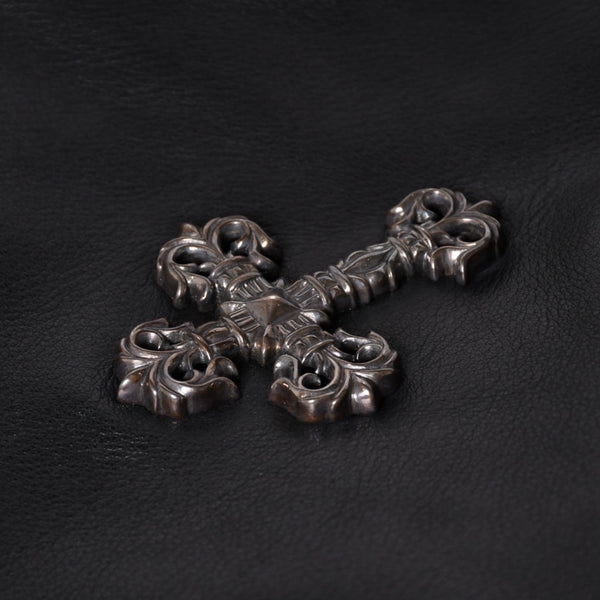 CHROME HEARTS クロムハーツ グーチバッグ フィリグリークロス スモール ワンショルダーバッグ シルバー 925 レザー 美品 中古 4a001373