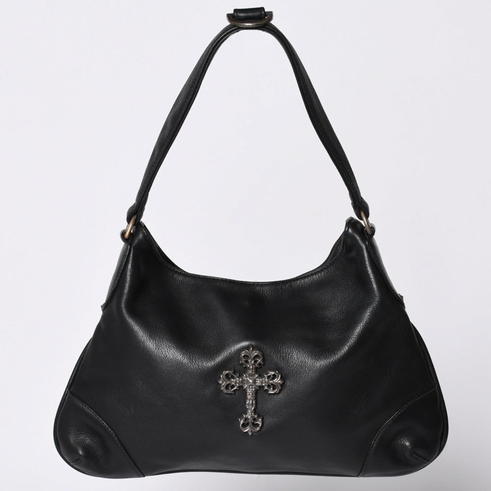 CHROME HEARTS クロムハーツ グーチバッグ フィリグリークロス スモール ワンショルダーバッグ シルバー 925 レザー 美品 中古 4a001373