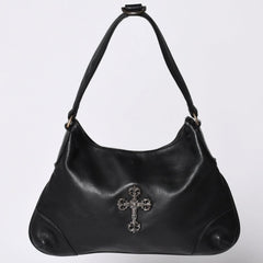 CHROME HEARTS クロムハーツ グーチバッグ フィリグリークロス スモール ワンショルダーバッグ シルバー 925 レザー 美品 中古 4a001373