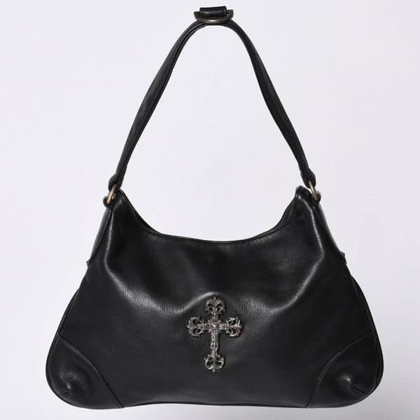 CHROME HEARTS クロムハーツ グーチバッグ フィリグリークロス スモール ワンショルダーバッグ シルバー 925 レザー 美品 中古 4a001373
