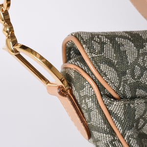 Very Good Condition Christian Dior Galliano Period Trotter Saddle Bag Khaki Gold Hardware Logo Used 4a001242