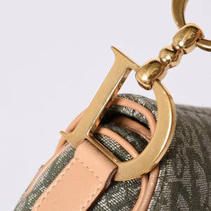 Very Good Condition Christian Dior Galliano Period Trotter Saddle Bag Khaki Gold Hardware Logo Used 4a001242