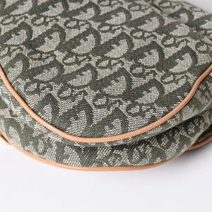 Very Good Condition Christian Dior Galliano Period Trotter Saddle Bag Khaki Gold Hardware Logo Used 4a001242