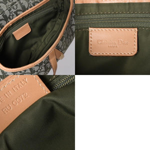 Very Good Condition Christian Dior Galliano Period Trotter Saddle Bag Khaki Gold Hardware Logo Used 4a001242