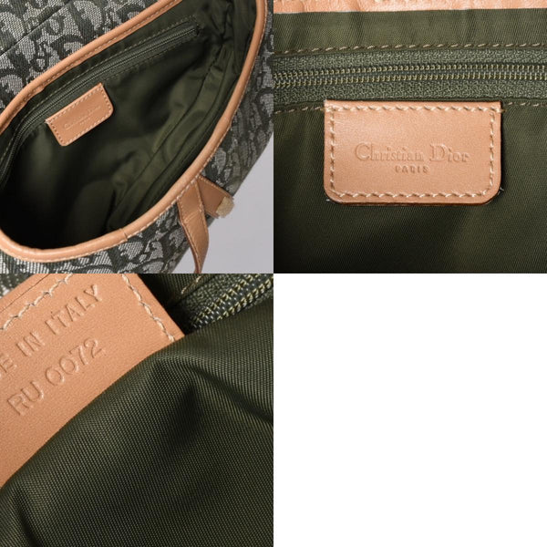 Very Good Condition Christian Dior Galliano Period Trotter Saddle Bag Khaki Gold Hardware Logo Used 4a001242