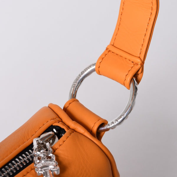 新品未使用 CHROME HEARTS クロムハーツ レザー チキンナゲット ワンショルダーバッグ オレンジ シルバー金具 中古 4a001409
