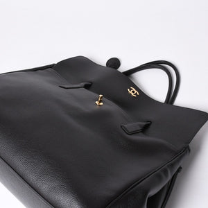 Like new CHANEL 26SS Large Shopping Bag Tote Bag AS6289 Random Number Coco Mark Calfskin Black Used 4a001414
