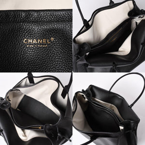 Like new CHANEL 26SS Large Shopping Bag Tote Bag AS6289 Random Number Coco Mark Calfskin Black Used 4a001414