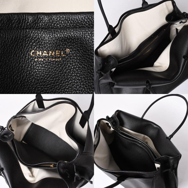 Like new CHANEL 26SS Large Shopping Bag Tote Bag AS6289 Random Number Coco Mark Calfskin Black Used 4a001414
