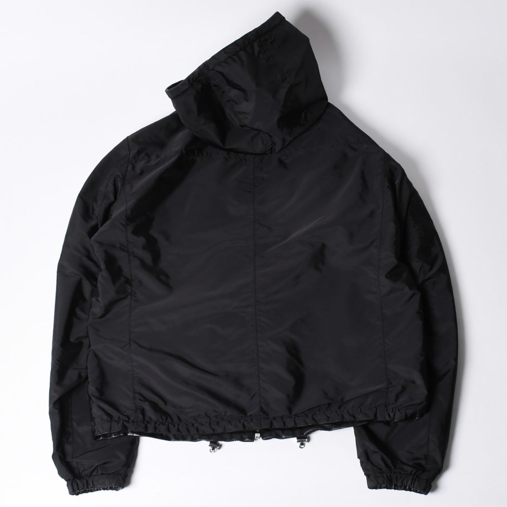 極美品 PRADA プラダ レザージャケット コートリバーシブル APE1 2024 555 ラム革 ナイロン ブラック シルバー金具 サイズ48 中古 4a001046