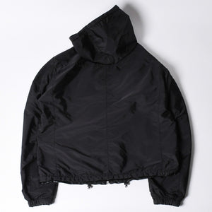 極美品 PRADA プラダ レザージャケット コートリバーシブル APE1 2024 555 ラム革 ナイロン ブラック シルバー金具 サイズ48 中古 4a001046