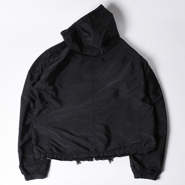 極美品 PRADA プラダ レザージャケット コートリバーシブル APE1 2024 555 ラム革 ナイロン ブラック シルバー金具 サイズ48 中古 4a001046