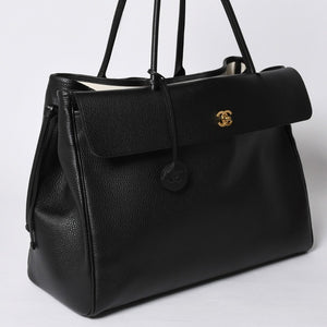 Like new CHANEL 26SS Large Shopping Bag Tote Bag AS6289 Random Number Coco Mark Calfskin Black Used 4a001414