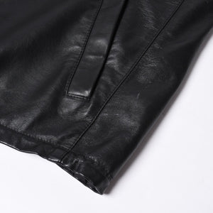 極美品 PRADA プラダ レザージャケット コートリバーシブル APE1 2024 555 ラム革 ナイロン ブラック シルバー金具 サイズ48 中古 4a001046