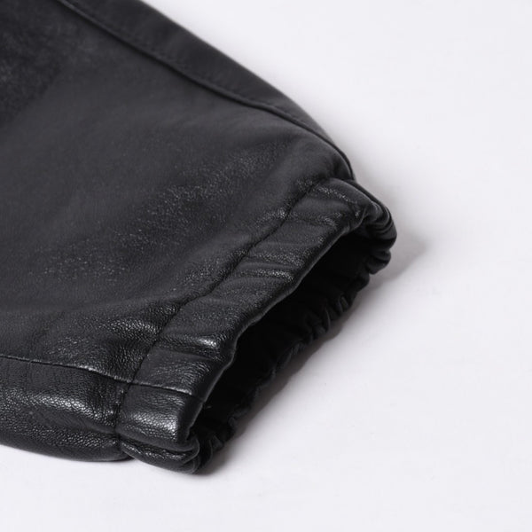 極美品 PRADA プラダ レザージャケット コートリバーシブル APE1 2024 555 ラム革 ナイロン ブラック シルバー金具 サイズ48 中古 4a001046