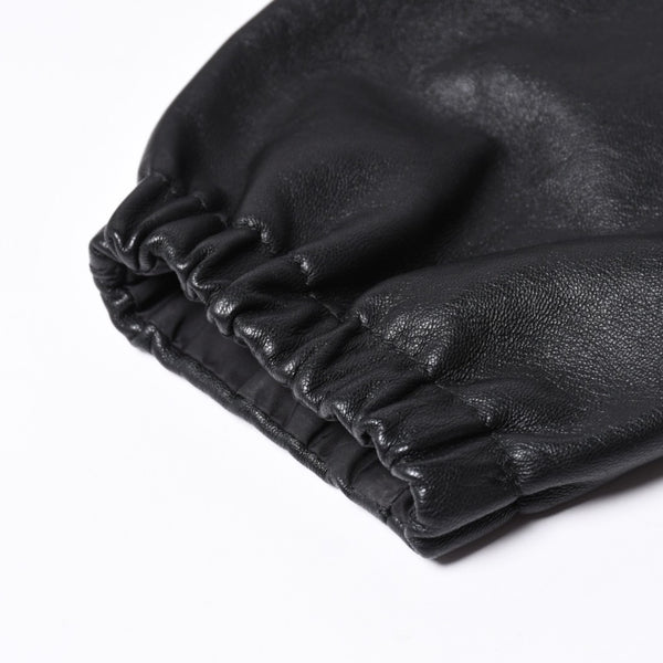 極美品 PRADA プラダ レザージャケット コートリバーシブル APE1 2024 555 ラム革 ナイロン ブラック シルバー金具 サイズ48 中古 4a001046