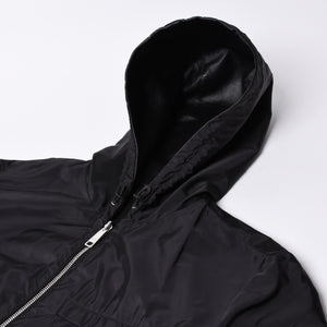 極美品 PRADA プラダ レザージャケット コートリバーシブル APE1 2024 555 ラム革 ナイロン ブラック シルバー金具 サイズ48 中古 4a001046