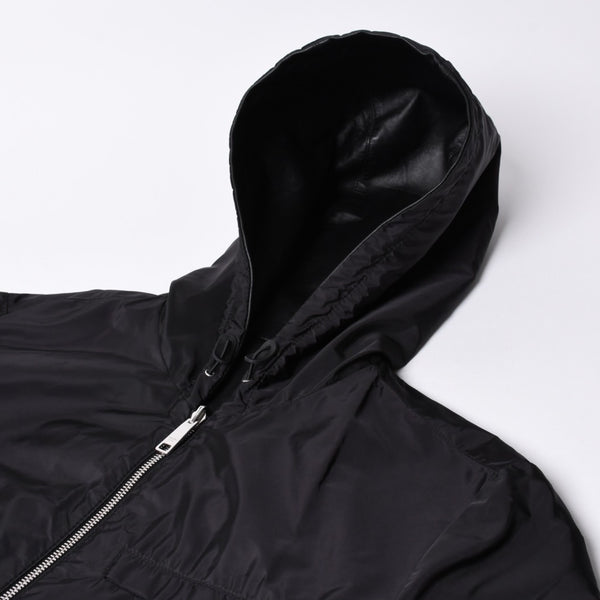 極美品 PRADA プラダ レザージャケット コートリバーシブル APE1 2024 555 ラム革 ナイロン ブラック シルバー金具 サイズ48 中古 4a001046