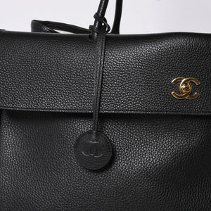 Like new CHANEL 26SS Large Shopping Bag Tote Bag AS6289 Random Number Coco Mark Calfskin Black Used 4a001414