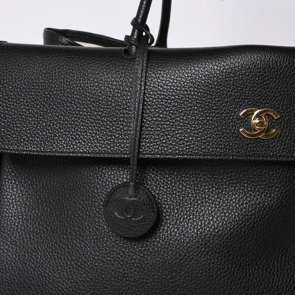 Like new CHANEL 26SS Large Shopping Bag Tote Bag AS6289 Random Number Coco Mark Calfskin Black Used 4a001414
