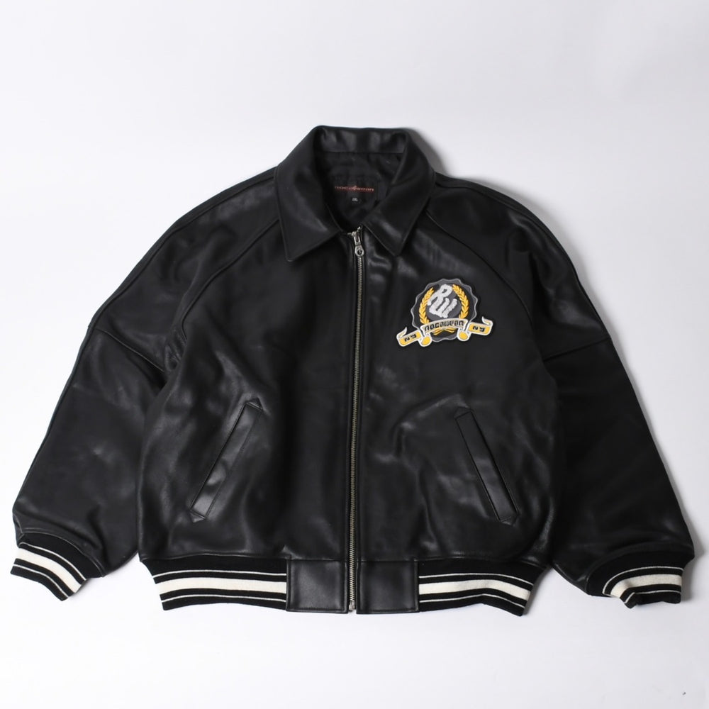 RocaweaR ロカウェア レザージャケット Vintage Black Rocawear Spellout Leather Bomber Jacket Black ブラック 2XLサイズ 良品 中古 4a001370