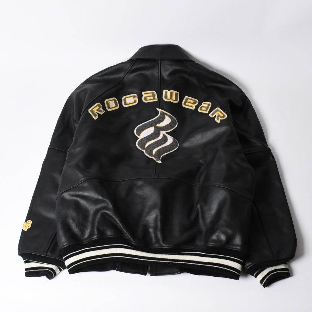 RocaweaR ロカウェア レザージャケット Vintage Black Rocawear Spellout Leather Bomber Jacket Black ブラック 2XLサイズ 良品 中古 4a001370