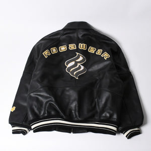RocaweaR Rocawear Leather Jacket Vintage Black Rocawear Spellout Leather Bomber Jacket Black Black 2XL Size Good Used 4a001370