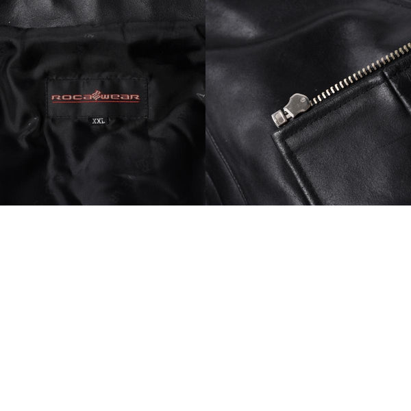 RocaweaR Rocawear Leather Jacket Vintage Black Rocawear Spellout Leather Bomber Jacket Black Black 2XL Size Good Used 4a001370