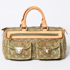 Very Good Condition LOUIS VUITTON Handbag Denim Neo Speedy M95215 Monogram Denim Khaki Gold Hardware Used 4a001422