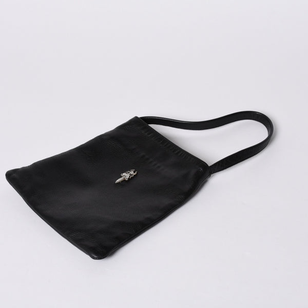 極美品 CHROME HEARTS クロムハーツ DAGGER DRACULA BAG ダガー ドラキュラ ハンドバッグ ダガー装飾 ブラック シルバー925 中古 4a001361