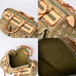 Very Good Condition LOUIS VUITTON Handbag Denim Neo Speedy M95215 Monogram Denim Khaki Gold Hardware Used 4a001422