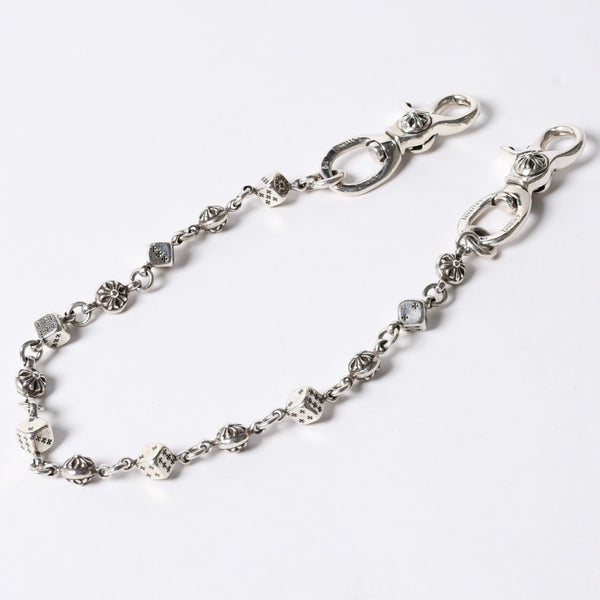 Very good condition CHROME HEARTS Dice DICE 1CRS BALL SHORT1 2 clip short wallet chain Weight approx. 110.46g 14LINK Used 4a001343