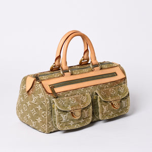 Very Good Condition LOUIS VUITTON Handbag Denim Neo Speedy M95215 Monogram Denim Khaki Gold Hardware Used 4a001422