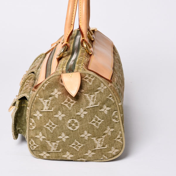 Very Good Condition LOUIS VUITTON Handbag Denim Neo Speedy M95215 Monogram Denim Khaki Gold Hardware Used 4a001422