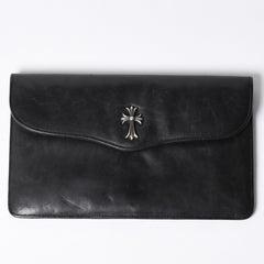 CHROME HEARTS Leather clutch bag Second bag Old model CH cross decoration Dagger Silver 925 Good condition Used 4a001362