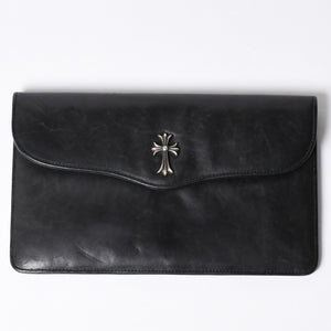 CHROME HEARTS Leather clutch bag Second bag Old model CH cross decoration Dagger Silver 925 Good condition Used 4a001362