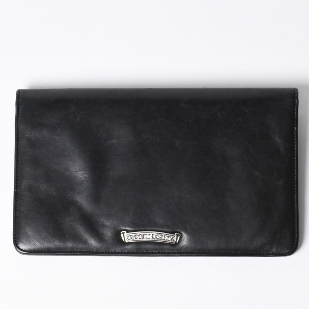 CHROME HEARTS クロムハーツ レザークラッチバッグ セカンドバッグ オールドモデル CHクロス装飾 ダガー シルバー925 美品 中古 4a001362
