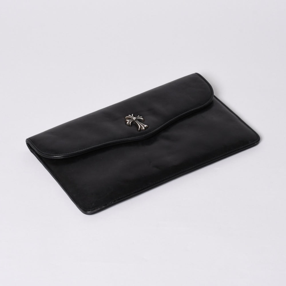 CHROME HEARTS クロムハーツ レザークラッチバッグ セカンドバッグ オールドモデル CHクロス装飾 ダガー シルバー925 美品 中古 4a001362