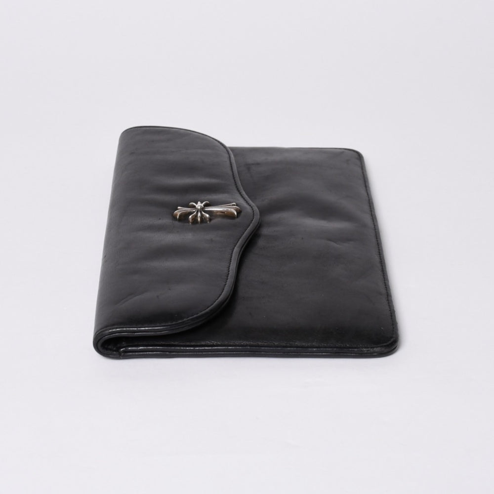 CHROME HEARTS クロムハーツ レザークラッチバッグ セカンドバッグ オールドモデル CHクロス装飾 ダガー シルバー925 美品 中古 4a001362