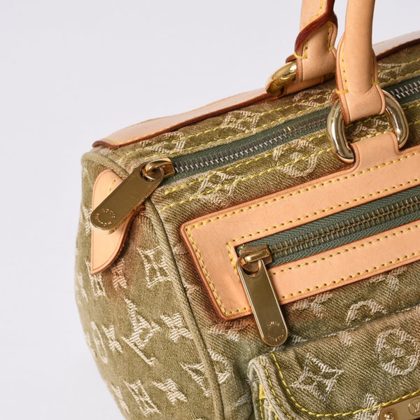 Very Good Condition LOUIS VUITTON Handbag Denim Neo Speedy M95215 Monogram Denim Khaki Gold Hardware Used 4a001422
