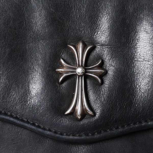 CHROME HEARTS Leather clutch bag Second bag Old model CH cross decoration Dagger Silver 925 Good condition Used 4a001362